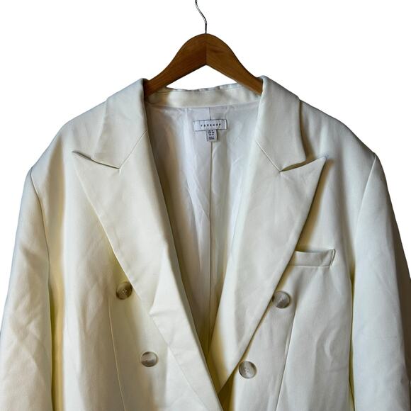 TOPSHOP New Womens 90s Double Breasted Oversized Blazer Cream 12 Academia Career - Picture 6 of 13
